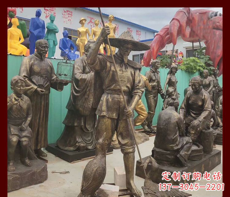 湖州新中式鸬鹚铜雕塑