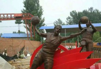 湖州公园打篮球玻璃钢仿铜人物雕塑