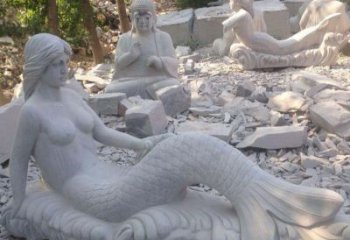 湖州艺术精美美人鱼石雕