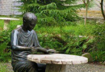 湖州经典美好时光——铜雕男孩看书雕塑