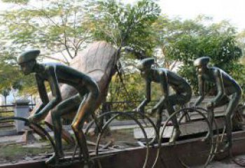 湖州精致铜雕自行车景观雕塑