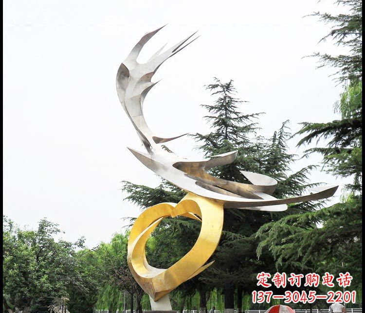 湖州广场不锈钢抽象凤凰摆件雕塑