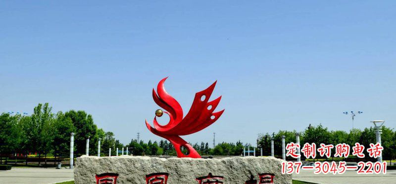 湖州广场不锈钢抽象凤凰雕塑 (3)