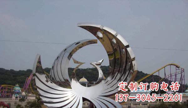 湖州广场不锈钢抽象凤凰雕塑 (2)
