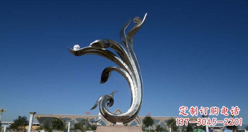 湖州优雅迷人的不锈钢抽象凤凰雕塑