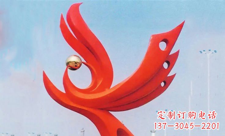 湖州新中领雕塑-不锈钢抽象凤凰雕塑