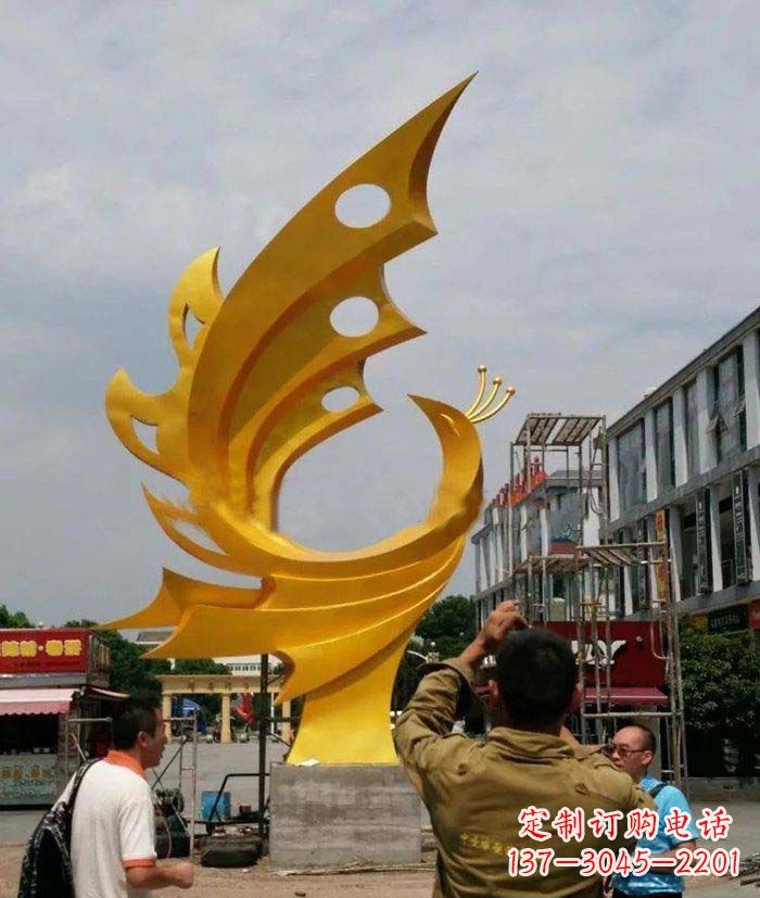 湖州精致大气的不锈钢抽象凤凰雕塑