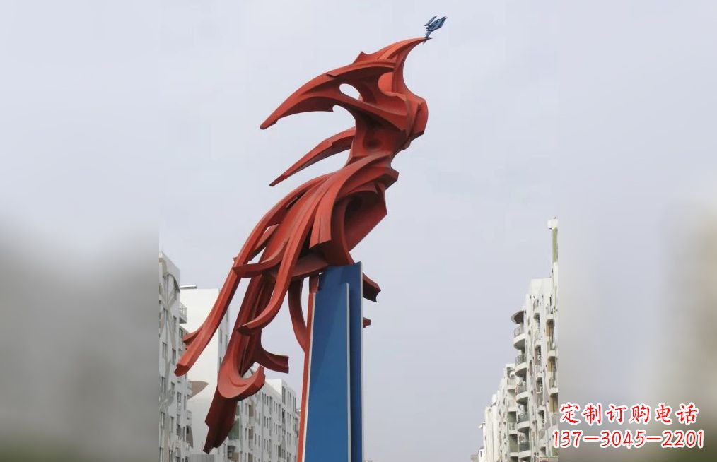 湖州中领雕塑制作,精美不锈钢凤凰抽象雕塑