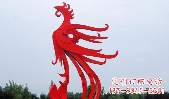 湖州广场不锈钢凤凰雕塑 (3)