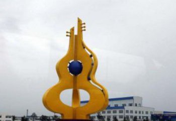 湖州中领雕塑：葫芦琵琶不锈钢雕塑
