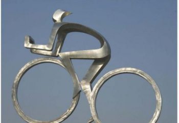 湖州室外装饰不锈钢抽象骑自行车人物雕塑
