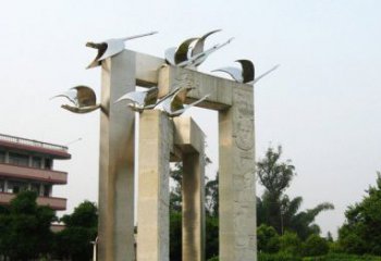 湖州展现自然之美的不锈钢大雁动物雕塑