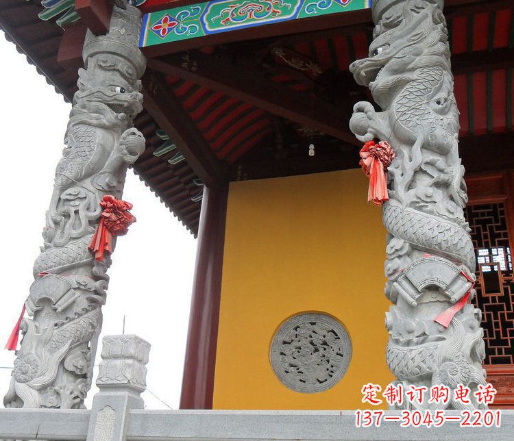 湖州广场大理石盘龙柱景观石雕_2