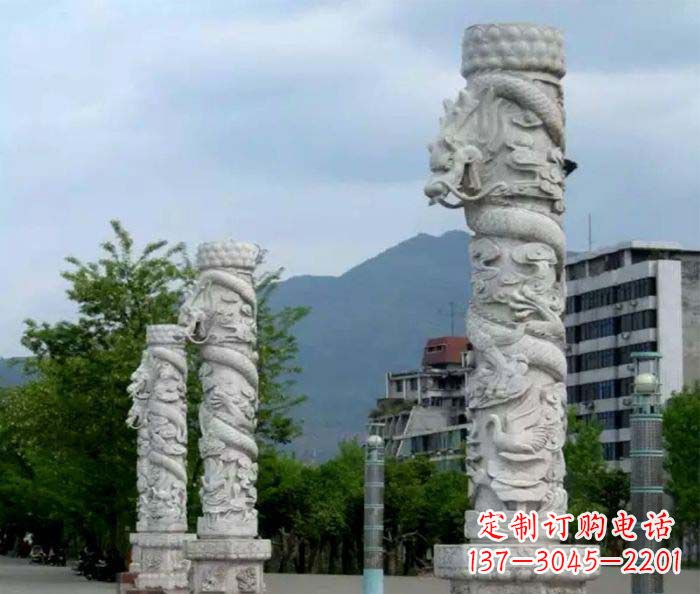 湖州精美工艺大理石龙柱雕塑