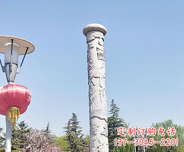 湖州中领雕塑的大理石龙柱石雕