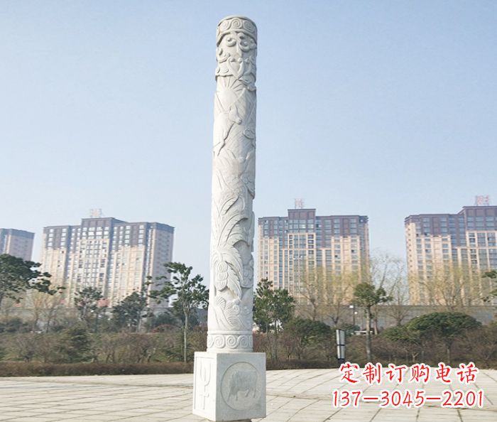 湖州真实而细腻的大理石龙柱石雕