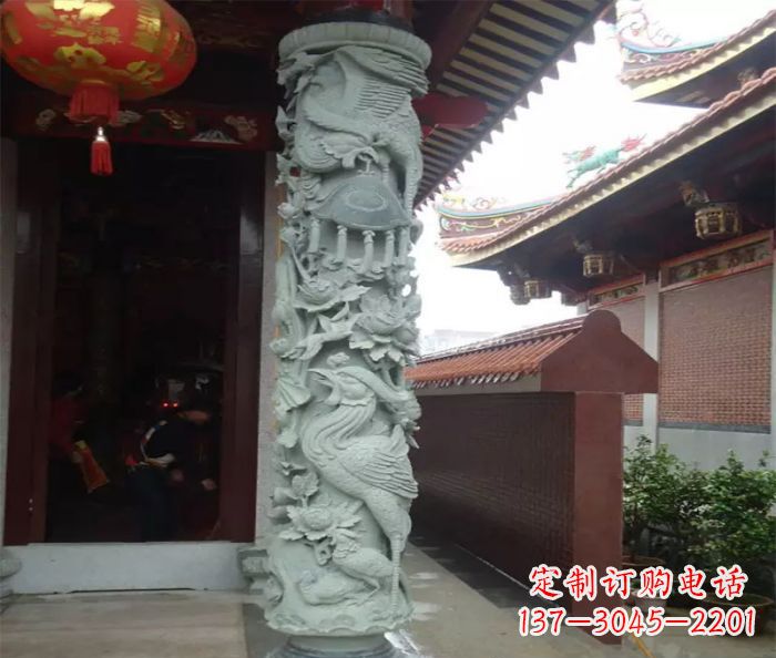 湖州大理石龙柱雕塑,为室内景观带来活力