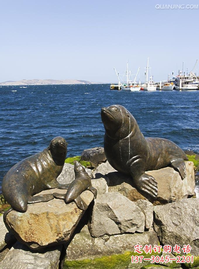 湖州海豹公园景观动物铜雕：精美豹雕塑