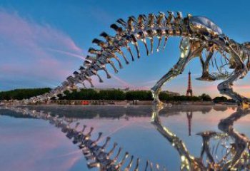 湖州魅力无穷的不锈钢恐龙骨架雕塑