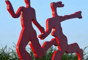 湖州中领雕塑-多彩情侣跑步雕塑