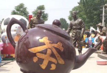 湖州高质量广场茶壶铜雕塑