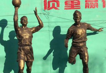 湖州广场铜雕打篮球小品人物雕塑
