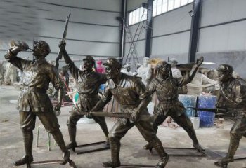 湖州广场铜雕解放军人人物雕塑