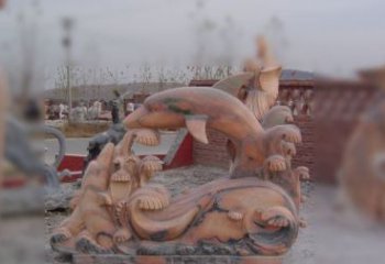 湖州海豚海浪石雕，精美艺术品
