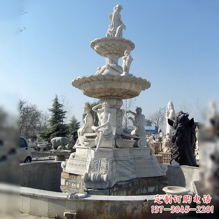 湖州精美汉白玉欧式人物喷泉雕塑