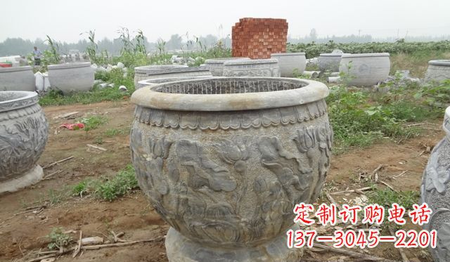 湖州荷花花盆公园景观石浮雕
