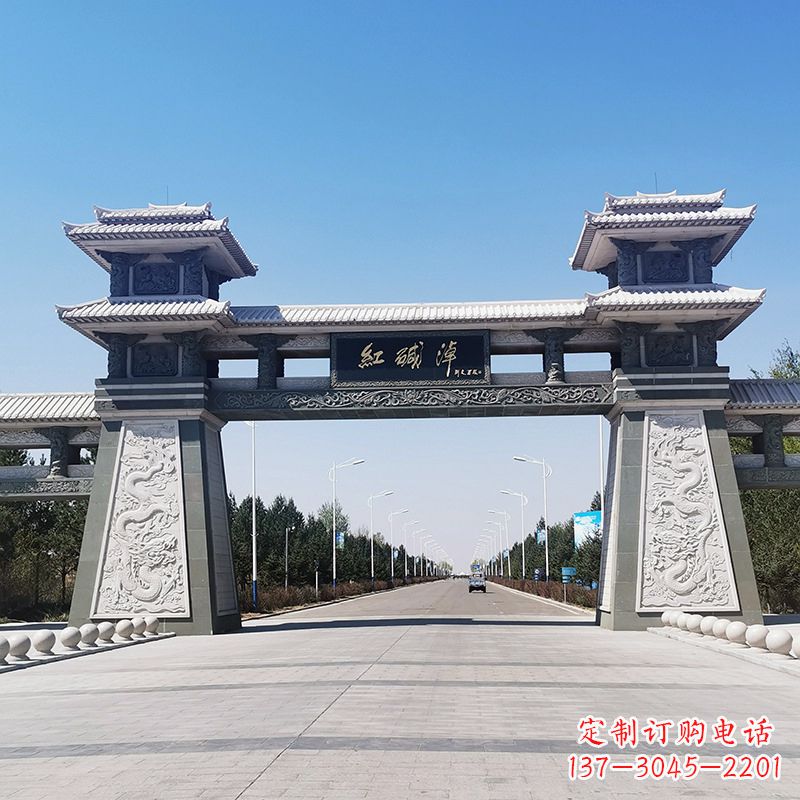 湖州红碱淖景区石雕汉阙大门