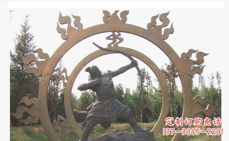 湖州后羿射日玻璃钢仿铜人物雕塑