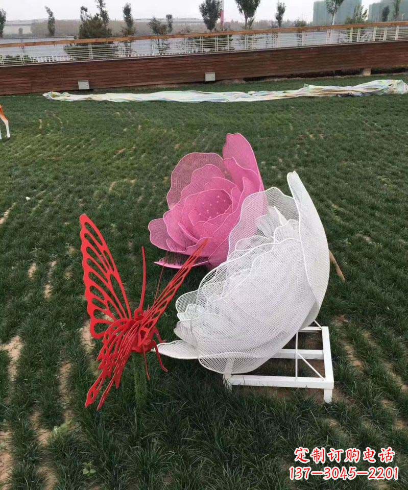 湖州户外不锈钢铁艺蝴蝶花朵雕塑