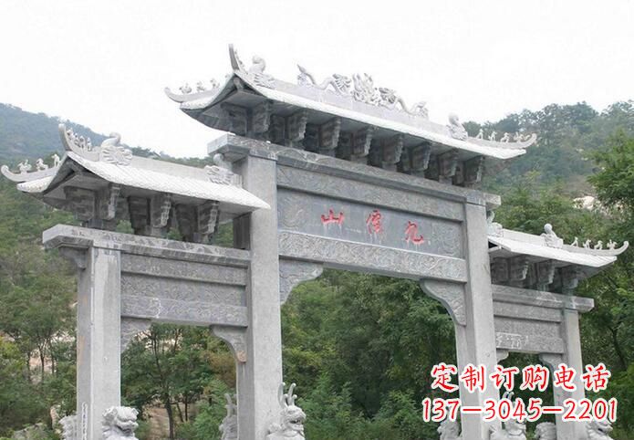 湖州三门仿古牌坊石雕，精美绝伦
