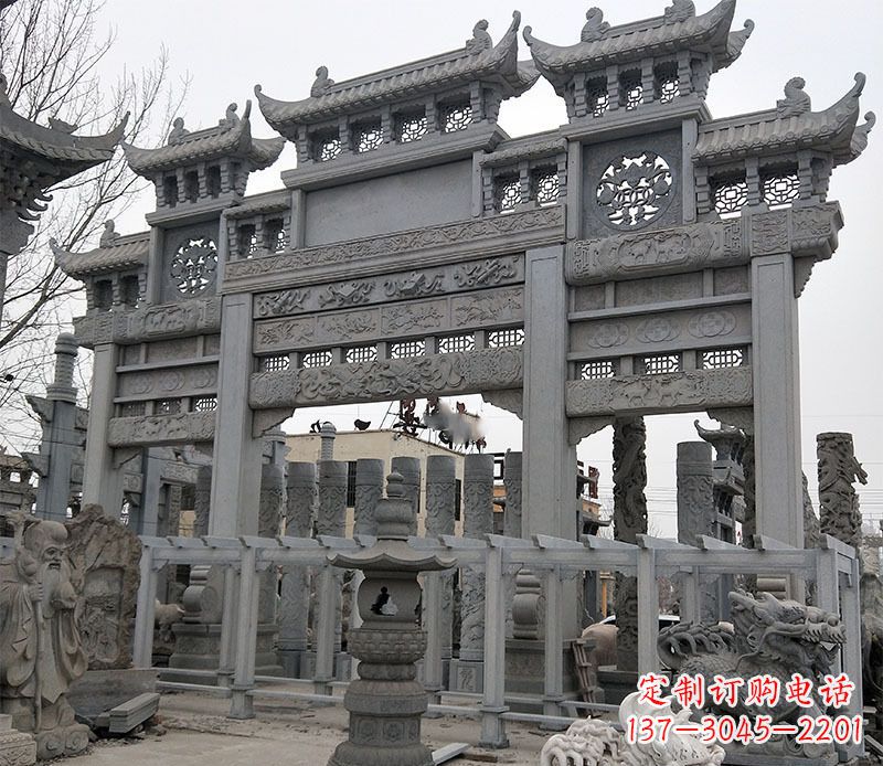 湖州京中领雕塑:牌坊石雕定制
