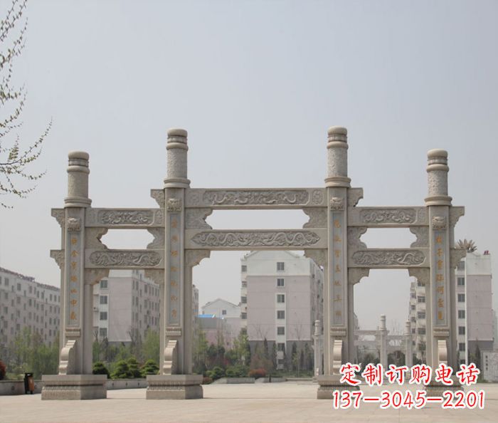湖州上中领雕塑:牌坊石雕定制