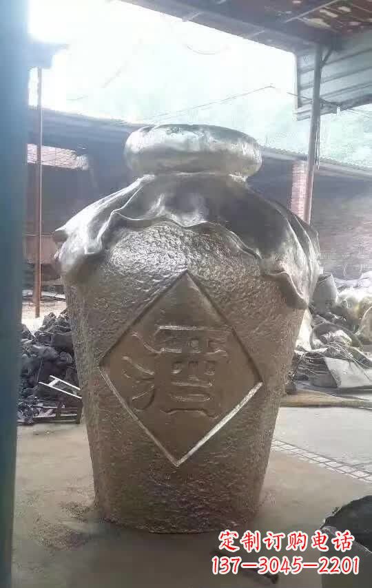 湖州传统文化气质的酒坛铜雕