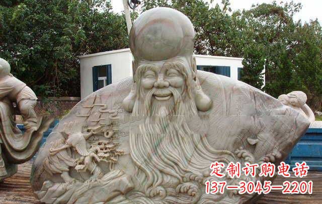 湖州大型寿星胸像石雕，体现特定文化精神