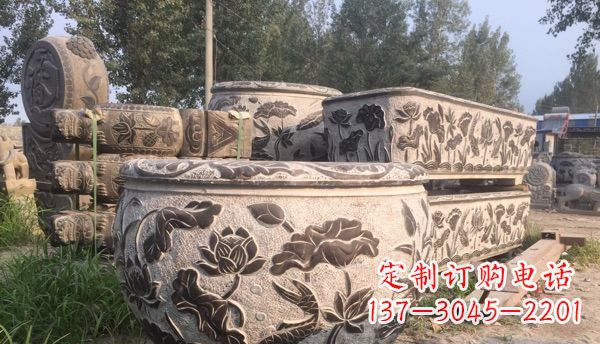 湖州出类拔萃的丝绸石浮雕仿古圆水缸