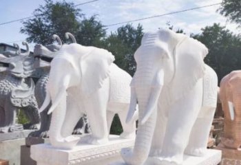 湖州汉白玉雕刻大象，缔造独特企业装饰