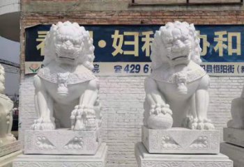 湖州富丽堂皇的汉白玉镇宅狮子雕塑