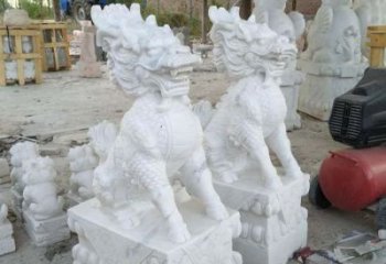 湖州中领雕塑——精美绝伦的汉白玉麒麟门口镇宅石雕