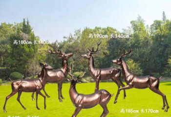 湖州红铜鹿精美雕塑，立体栩栩如生