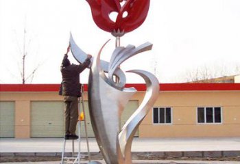 湖州户外大型不锈钢雕塑玫瑰花