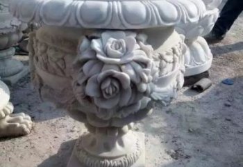 湖州花朵浮雕欧式花钵石雕