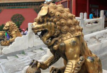 湖州黄铜狮子故宫狮雕塑，高端定制艺术品