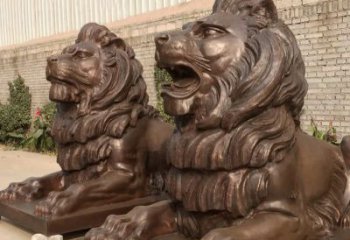 湖州汇丰铜雕狮子，威武雄壮