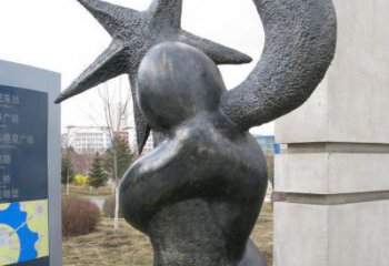 湖州街边星星月亮景观铜雕是由中国领雕塑定制的…