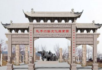 湖州景区三门石雕牌坊-高质美观可靠的雕塑装置