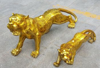 湖州鎏金老虎，铜雕工艺精美
